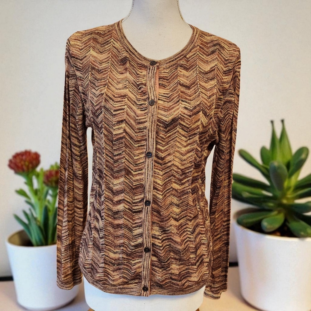 Missoni For Target Metallic Gold Cardigan Cate Blanchett Sz L